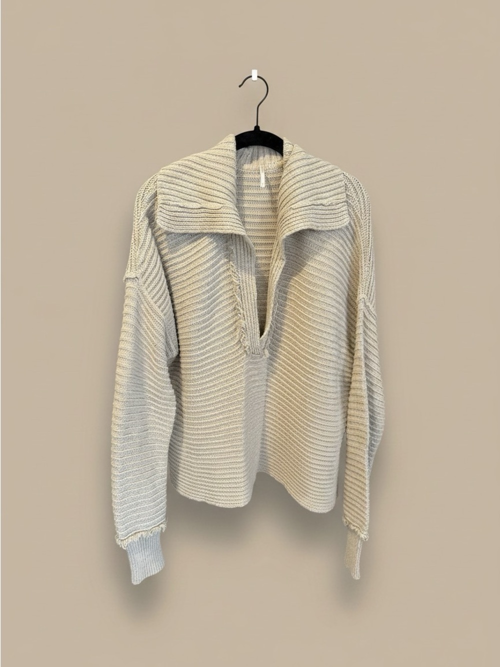 Women's Free People Marlie V-Neck Pullover Sweater in Neutral